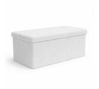 Keplin Storage Ottoman Bench Large 90L Hidden Storage, Rapid Fold Flat Design, 150Kg Load Capacity, White