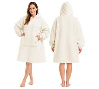 Keplin Thermal, Soft & Comfortable Oversized Blanket Hoodie, Cream, Medium
