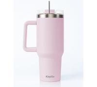 Keplin Tumbler 40 Oz With Handle, Stainless Steel, Cream Pink