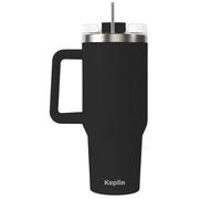 Keplin Tumbler 40 oz with Handle, Travel Mug, Thermal Flask with Straw & Lid in Black Keplin Black