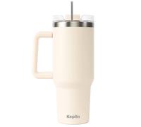 Keplin Tumbler 40 oz with Handle, Travel Mug, Thermal Flask with Straw & Lid in Cream Keplin Cream