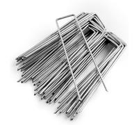 Keplin U Shaped Metal Garden Pegs 15Cm Heavy Duty Stakes Galvanized Rust-Resistant Pins, 100 Pack