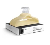 KEPLIN Velvet Hangers 20 Pack - Non-Slip Clothes Hangers with Tie Bar & 360° Hook - Durable & Sturdy, Space-Saving Wardrobe Organisers for Suits, Jackets & Clothes- Home Storage Solution (Cream)