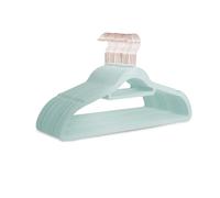 KEPLIN Velvet Hangers 20 Pack - Non-Slip Clothes Hangers with Tie Bar & 360° Hook - Durable & Sturdy, Space-Saving Wardrobe Organisers for Suits, Jackets & Clothes- Home Storage Solution (Mint Green)