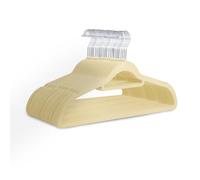 KEPLIN Velvet Hangers 30 Pack - Non-Slip Clothes Hangers with Tie Bar & 360° Hook - Durable & Sturdy, Space-Saving Wardrobe Organisers for Suits, Jackets & Clothes- Home Storage Solution (Cream)