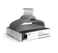 KEPLIN Velvet Hangers 30 Pack - Non-Slip Clothes Hangers with Tie Bar & 360° Hook - Durable & Sturdy, Space-Saving Wardrobe Organisers for Suits, Jackets & Clothes- Home Storage Solution (Grey)