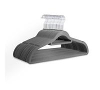 KEPLIN Velvet Hangers 30 Pack - Non-Slip Clothes Hangers with Tie Bar & 360° Hook - Durable & Sturdy, Space-Saving Wardrobe Organisers for Suits, Jackets & Clothes- Home Storage Solution (Grey)