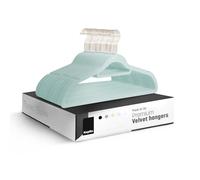 KEPLIN Velvet Hangers 30 Pack - Non-Slip Clothes Hangers with Tie Bar & 360° Hook - Durable & Sturdy, Space-Saving Wardrobe Organisers for Suits, Jackets & Clothes- Home Storage Solution (Mint Green)