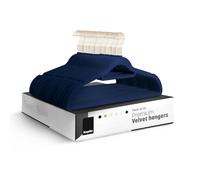KEPLIN Velvet Hangers 50 Pack (41.5cm) - Non-Slip Clothes Coat hangers with Tie Bar and 360 Degree Hook for Home Storage Durable, Sturdy & Space Saving Wardrobe (Navy Blue, 50 Pack)