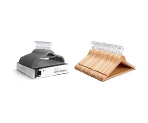 KEPLIN Velvet Hangers 50 Pack - Non-Slip Clothes Hangers with Tie Bar & 360° Hook - Durable & Sturdy & Strong Natural Wood Wooden Coat Hangers with 360 Degree Rotatory Hook