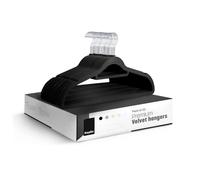 KEPLIN Velvet Hangers 20 Pack - Non-Slip Clothes Hangers with Tie Bar & 360° Hook - Durable & Sturdy, Space-Saving Wardrobe Organisers for Suits, Jackets & Clothes- Home Storage Solution (Black)