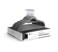 KEPLIN Velvet Hangers 20 Pack - Non-Slip Clothes Hangers with Tie Bar & 360° Hook - Durable & Sturdy, Space-Saving Wardrobe Organisers for Suits, Jackets & Clothes- Home Storage Solution (Grey)