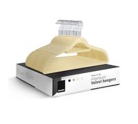 KEPLIN Velvet Hangers 30 Pack - Non-Slip Clothes Hangers with Tie Bar & 360° Hook - Durable & Sturdy, Space-Saving Wardrobe Organisers for Suits, Jackets & Clothes- Home Storage Solution (Cream)