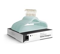 KEPLIN Velvet Hangers 30 Pack - Non-Slip Clothes Hangers with Tie Bar & 360° Hook - Durable & Sturdy, Space-Saving Wardrobe Organisers for Suits, Jackets & Clothes- Home Storage Solution (Mint Green)
