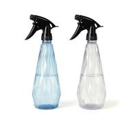 KEPLIN Water Spray Bottles (2 Pack) 600ml - Adjustable Nozzle for Mist & Stream | Reusable & Refillable w/Spray Nozzle | Ideal for Cleaning Kitchen Bath (Blue & Clear)