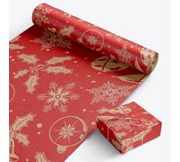 KEPLIN Wrapping Paper Roll - Premium Quality Festive Kraft Paper - Wrinkle Resistant with Unique Designs - Multipurpose Wrapping Paper for Gifts, Arts & Crafts Projects (44.5cm x 25m)