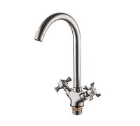 KEppd Faucets,Kitchen Faucet Arbor Dual -Handle Folding Bar Kitchen Water Tap Mixer, Spot Resist Sus Stainless Steel Kitchen Taps Brushed Steel Kitchen Taps Hot and Cold