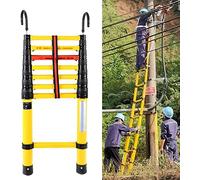 KEppd Fibreglass Insulation Telescopic Ladder with Hook, Multi Purpose Extension Ladder for Repair or Rescue, Outdoor FRP Electrician Ladder, Load 150kg (Size : 4m/13ft)