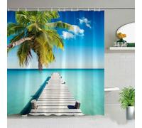 KEPPD Hawaii Landscape Outdoor Shower Curtain Island Beach Coconut Tropical Ocean Natural Landscape Bath Curtain Bathroom Decor-XXL 300x180cm(118X71inch) showercurtain
