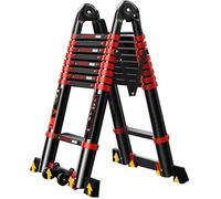 KEppd Ladder,Herringbone Ladder,3.4-8.2M Telescopic Ladder Aluminum Telescopic Ladder Tall Multi Purpose Heavy Duty Easy to Store and Easy to Carry,4.1+4.1=Straight 8.2m (2.5+2.5=straigh
