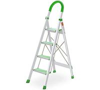 KEppd Ladders,Aluminum 4-Step Ladder with Green Handrails, Portable Folded Stepladders Non-Slip Step Ladder with Foot Pads for Trimming Leaves,44 * 80 * 150Cm (44 * 80 * 150Cm)