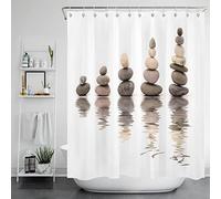 KEPPD Stacking Zen Stones Shower Curtains Oriental Rocks on Peaceful Water Zen Waterproof Bathroom Curtains with 12 Hooks Washable-XXL 85x150cm(33X59inch) showercurtain