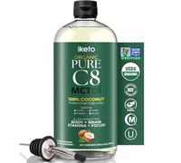 Keppi Keto Organic MCT Oil - Flavorless C8, Non-GMO, Certified Gluten-Free, Palm Oil Free, Vegan, Kosher, Halal, 32 oz Coconut Oil