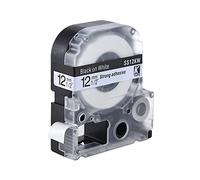 keppy Black on White Label Tape 12mm * 8m Compatible for Kingjim Epson Label Printer LW400/LW600/SR230C/SR230CH/SR530C/SR550C