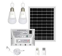 keppy Portable Solar System Waterproof 5.5W Solar Panel 1W & 2W LED Bulbs 5000mAh Controller with Phone Charging Port Compatible with Android/iOS/Type-C Outdoor Bulb Lamps for Shed Patio Yard