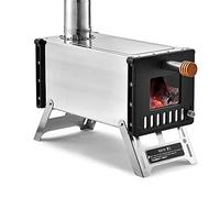 keppy Stainless Steel Tent Wood Stove with Chimney Pipes Portable Camping Wood Burning Stove for Camping Heating Cooking