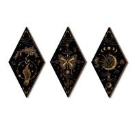 Kepuarm 3 Pcs Wooden Moon Phase Wall Decor, Rustic Boho Wall Decor Moon Phases Wall Art, Minimalist Bohemian Stars and Gothic Room Decor Witchy Decor Wall Hanging Farmhouse Wall Sign for Home (Moon)