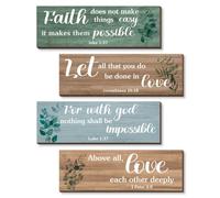 Kepuarm 4 Pieces Bible Verses Wall Decor Christian Wall Decor Wooden Religious Wall Sign Rustic Wall Art Inspirational Prayer Decorations Gifts for Home Bedroom Bathroom Living Room (Retro)