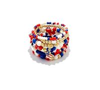 kepvrio 4th of July Bracelets for Women Men Red White Blue Clay Beaded Stackable Stretch Bracelets Independence Day Patriotic Bracelet USA 250th Anniversary Merchandise Summer Beach Jewelry Set Gift