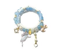 kepvrio Ballerina Bracelet Dance Recital Bracelet Ballerina Blue Bracelet Cute Ballerina Dance Beaded Bracelet Ballerina Friendship Bracelets Ballerina Party Jewellery, 8inch, Crystal, no gemstone