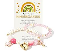 kepvrio First Day of Kindergarten Bracelets First Day of School Bracelets for Mom Daughter Back to School Bracelets Adjustable Heart Matching Bracelets for Women and