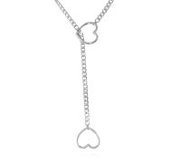 kepvrio Heart Slip Chain Necklace for Women Men Punk Rock Cuban Long Necklace Heart O-Ring Stainless Steel Cuban Chain Y-shape Necklace Adjustable Lariat Y Necklace Prom Necklace Jewelry, Zinc, No