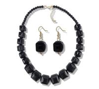 kepvrio White Beads Necklace,Flintstones Costumes Jewelry Sets for Women Acrylic Chunky Strand Statement Necklaces African White Jewelry Sets Halloween Jewelry Accessorie, Metal, No Gemstone