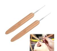 KEPYATI 2 Dreadlock Crochet Hooks, Bamboo Needle Weaving, Crochet, Dreadlock Hooks for Hair, Crochet Hook Set with Bamboo Handles, Ideal for Dreadlocks, Braids, Wigs and More