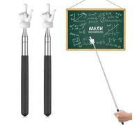 KEPYATI 2 Pieces Extendable Telescopic Wand, Mini Retractable Stick for Teachers, for Presenter Finger Shape Teacher Aids (up to 68 cm)