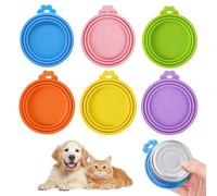 KEPYATI 6 Pcs Silicone Food Can Lids for Dogs and Cats, Universal Size 3 in 1 Pet Cans Stopper 70G, 85G, 200G, 400G, BPA-Free and Dishwasher Safe