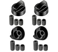 KEPYATI Universal Oven Knob Handle, Ceramic Hob Knob, Kitchen Knobs, Gas Hob Handle, Includes 3 Adapters, 4 cm Diameter, Pack of 4 (Black)