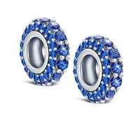 KEQ 925 Silver Spacer Stopper Bead Charms Clearance for Pandora Bracelets Birthstone CZ Always Stopper Mother's Day Jewelry Christmas Gifts for Mom Grandmom Granddaughter Wife Sisters Friends, 2Pcs