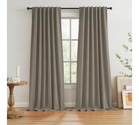 KEQIAOSUOCAI 102 Inch Blackout Curtains Taupe for Living Room 2 Panels Back Tab Hook Belt Primitive Farmhouse Large Window Faux Linen Drape for Sliding Door Track Pleated Look Sand Beach Decor