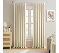 KEQIAOSUOCAI 104 Inch Long Pleated Curtains 2 Panels, Memory Trained Pinch Pleat Drapes with Hooks,Home Decor for Dining Bedroom, Privacy for 102-105 Inches Large Window,Cream Beige