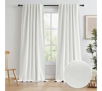 KEQIAOSUOCAI Blackout Natural Curtains 108 Inch Length, Modern Curtains Back Tab, Pleated Panels for Living Room Track System (50x108, 2 Pcs, Birch/Ivory)