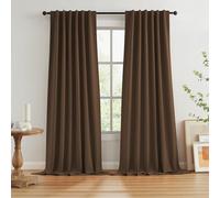 Keqiaosuocai Brown Linen Blackout Curtains Textured 274 cm Long for Living Room 100% Light Blocking Curtains, Chocolate Brown, 127 cm W x 274 cm L, 2 Panels with Loops on Back