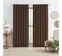 KEQIAOSUOCAI Brown Linen Blackout Thick Curtains 96 Inch Long for Bedroom Living Room, 100% Black Out Heavy-Duty Curtain Drapes Chocolate Brown 50 Wide by 96 Length 2 Panels Back Tab Rod Pocket
