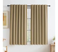 KEQIAOSUOCAI Burlap/Camel Linen Curtains Natural Back Tab Rod Pocket Short Curtain Panels for Small Window Cafe Kitchen Curtains 45 Inch Length, 2 Panels,Tan Brown, W50 x L45
