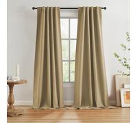 KEQIAOSUOCAI Camel Blackout Curtains for Ceiling Track System Back Tab, Loop Pocket Drapes fo Living Room, Burlap Color,W34 x L108 Inches Long, 2 Panels