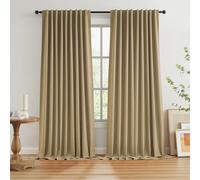 KEQIAOSUOCAI Camel Blackout Linen Curtains 120 Inches Long - 72 Inch Wide Vertical Drapes for Sliding Glass Door, Patio Door High Ceiling Curtains for Large Windows, 2 Pcs, 6 ft Wides x 10 ft Long